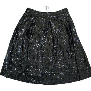 South Moon Under Womens Miss Finch Black Sequin Midi Skirt Knee Length Sz L NWT